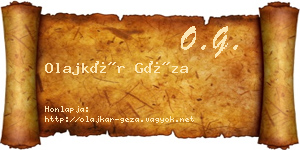 Olajkár Géza névjegykártya